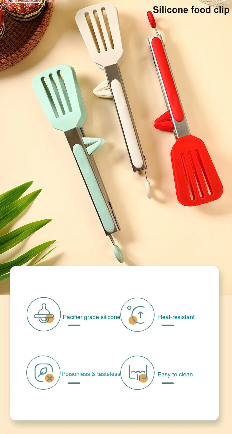 9-inch food tongs Stainless steel tongs Silicone non-stick cooking clips Outdoor Barbecue salad bread tools Kitchen accessories