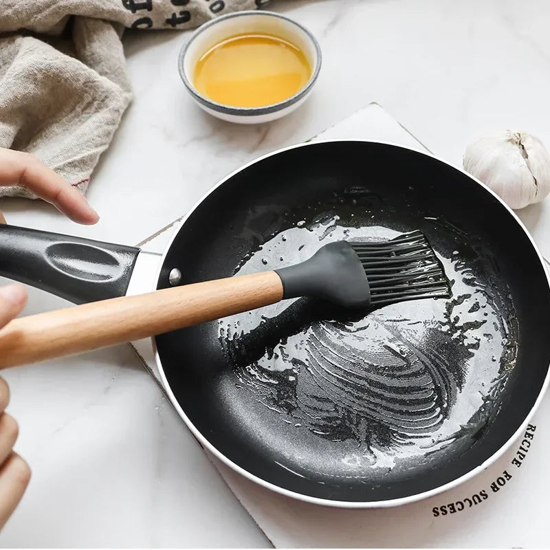 12-Piece Silicone Utensil Set – Wooden Handle Cooking Tools