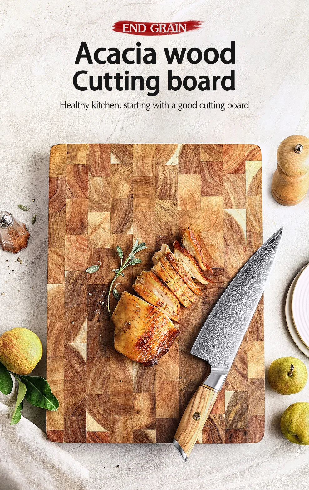 Acacia Wood Cutting Board – Double-Sided & Water-Resistant