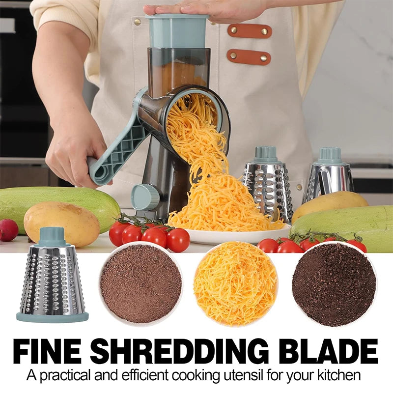 3-in-1 Rotary Cheese & Vegetable Grater β Manual Slicer