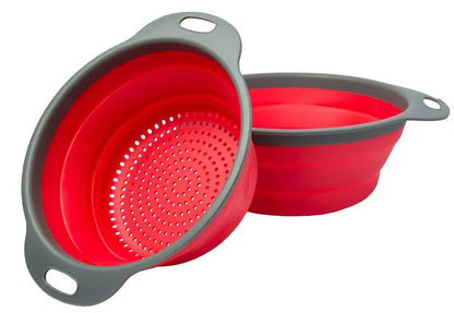 LMETJMA Round Folding Colander BPA Free Fruits Vegetables Washing Drain Basket Kitchen Colander Strainer Dishwasher Safe KC0236