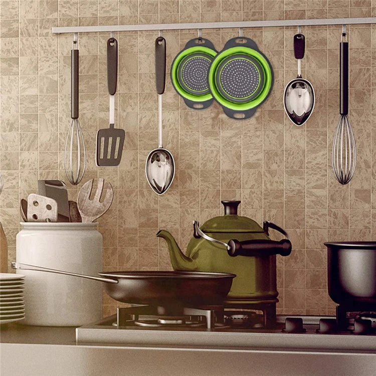 LMETJMA Round Folding Colander BPA Free Fruits Vegetables Washing Drain Basket Kitchen Colander Strainer Dishwasher Safe KC0236