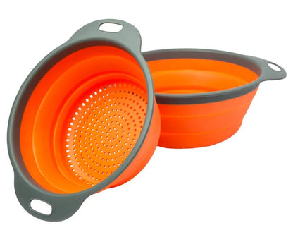 LMETJMA Round Folding Colander BPA Free Fruits Vegetables Washing Drain Basket Kitchen Colander Strainer Dishwasher Safe KC0236