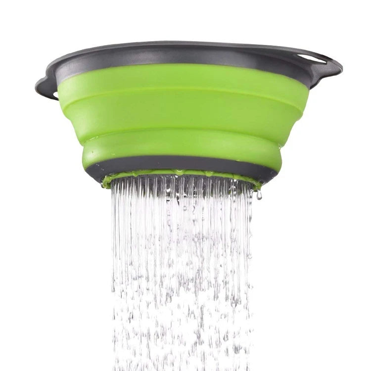 LMETJMA Round Folding Colander BPA Free Fruits Vegetables Washing Drain Basket Kitchen Colander Strainer Dishwasher Safe KC0236