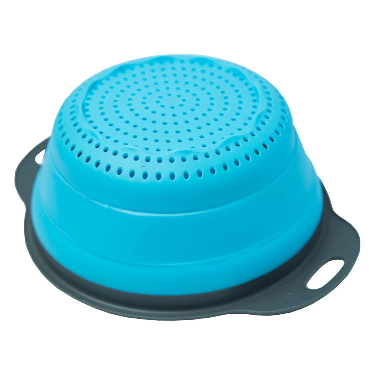 LMETJMA Round Folding Colander BPA Free Fruits Vegetables Washing Drain Basket Kitchen Colander Strainer Dishwasher Safe KC0236