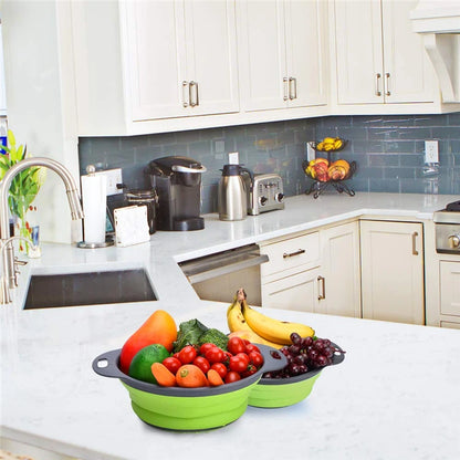 LMETJMA Round Folding Colander BPA Free Fruits Vegetables Washing Drain Basket Kitchen Colander Strainer Dishwasher Safe KC0236