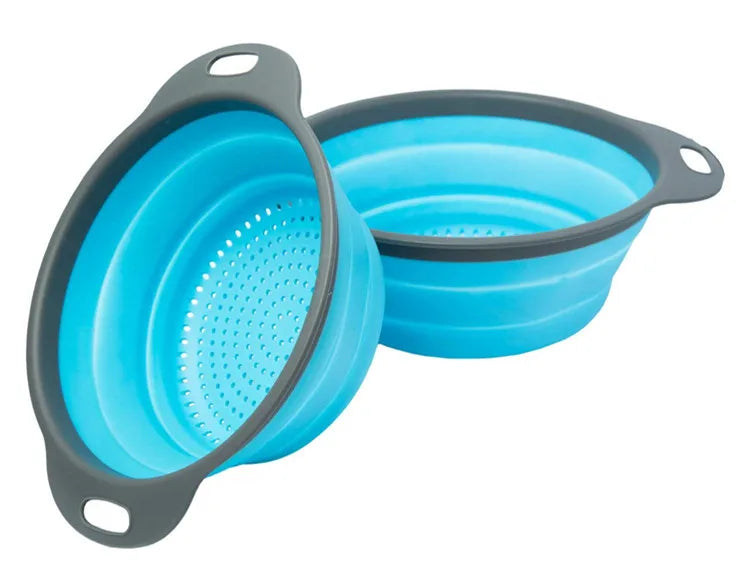 LMETJMA Round Folding Colander BPA Free Fruits Vegetables Washing Drain Basket Kitchen Colander Strainer Dishwasher Safe KC0236