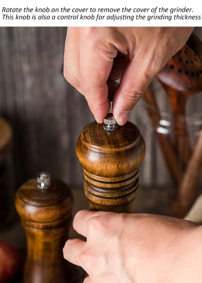 Wooden Salt & Pepper Grinder – Adjustable Ceramic Mill (5"/8"/10")