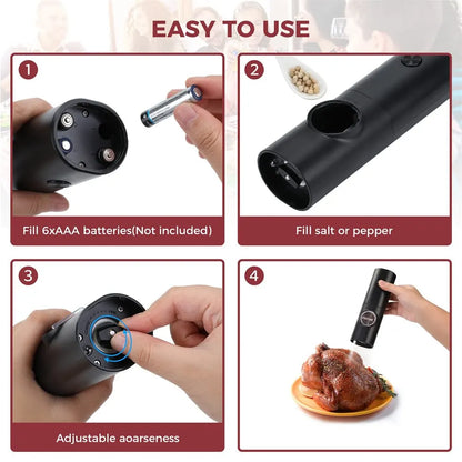Electric Salt & Pepper Grinder – Battery Powered with Adjustable Coarseness