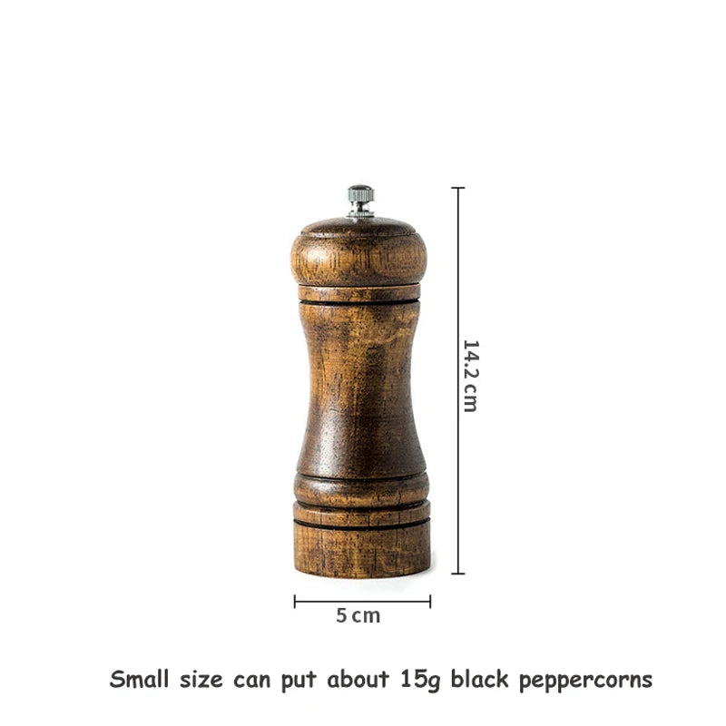 Wooden Salt & Pepper Grinder – Adjustable Ceramic Mill (5"/8"/10")