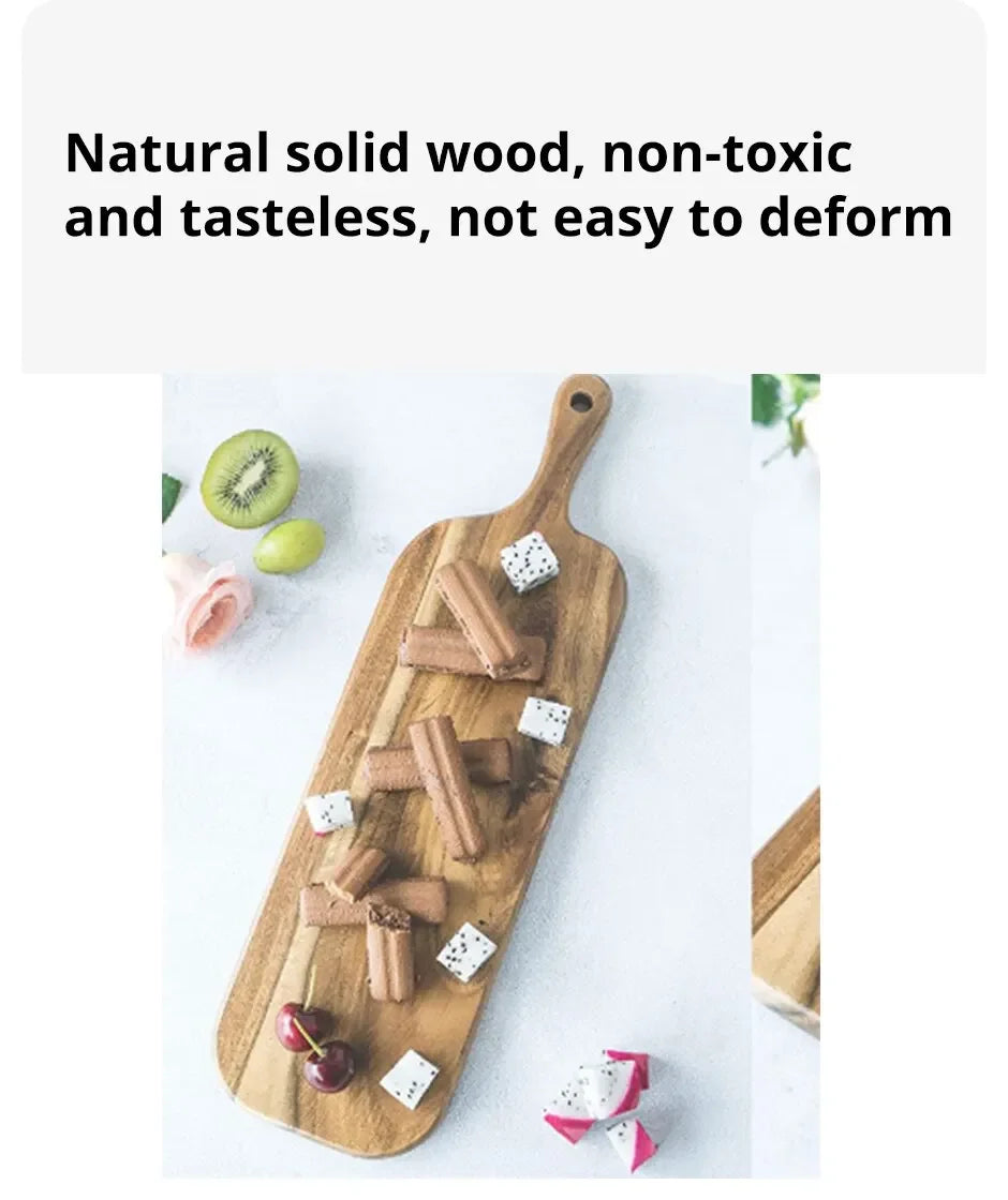 Wooden Cutting & Serving Board with Handle – Charcuterie & Cheese Platter