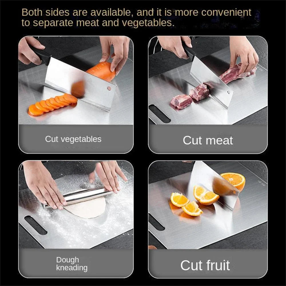 Double-Sided Stainless Steel Cutting Board – Thick & Multi-Purpose