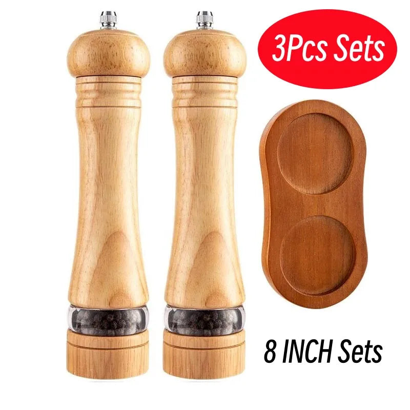 8" Wooden Pepper Grinder – Adjustable Ceramic Spice Mill