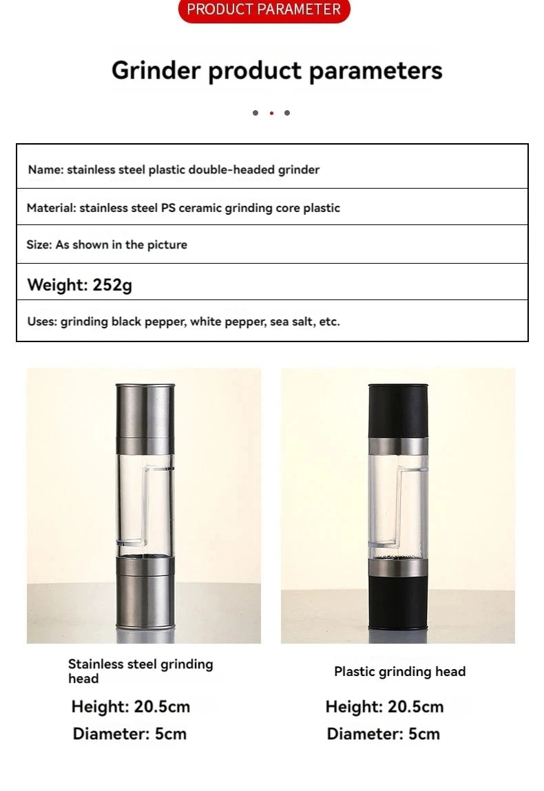 2-in-1 Salt & Pepper Grinder – Manual Stainless Steel Mill