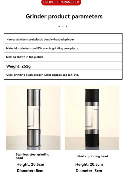2-in-1 Salt & Pepper Grinder – Manual Stainless Steel Mill