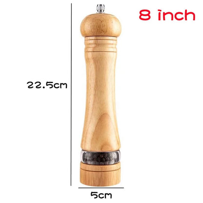 8" Wooden Pepper Grinder – Adjustable Ceramic Spice Mill