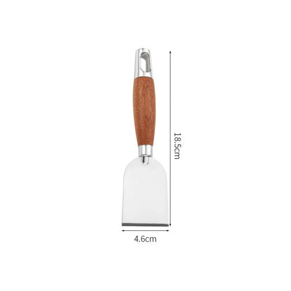 Stainless Steel Square Head Steak Cooking Spatula Pizza Shovel Pancake Beef Turner Scraper Wood Handle BBQ Utensils for Kitchen