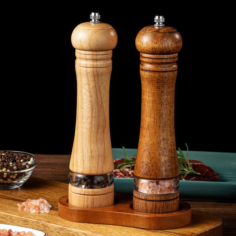8" Wooden Pepper Grinder – Adjustable Ceramic Spice Mill