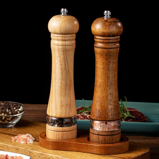 8" Wooden Pepper Grinder – Adjustable Ceramic Spice Mill