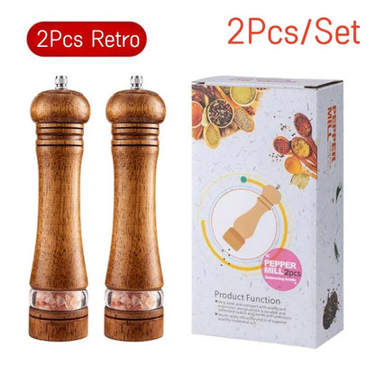 8" Wooden Pepper Grinder – Adjustable Ceramic Spice Mill