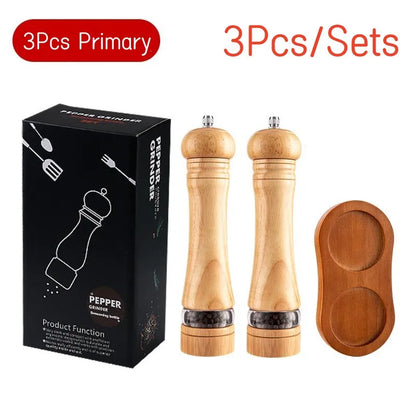 8" Wooden Pepper Grinder – Adjustable Ceramic Spice Mill