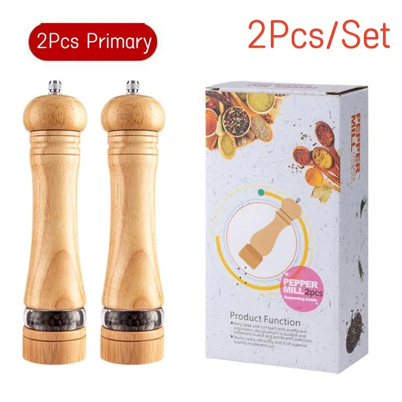 8" Wooden Pepper Grinder – Adjustable Ceramic Spice Mill