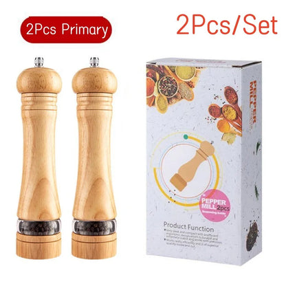 8" Wooden Pepper Grinder – Adjustable Ceramic Spice Mill