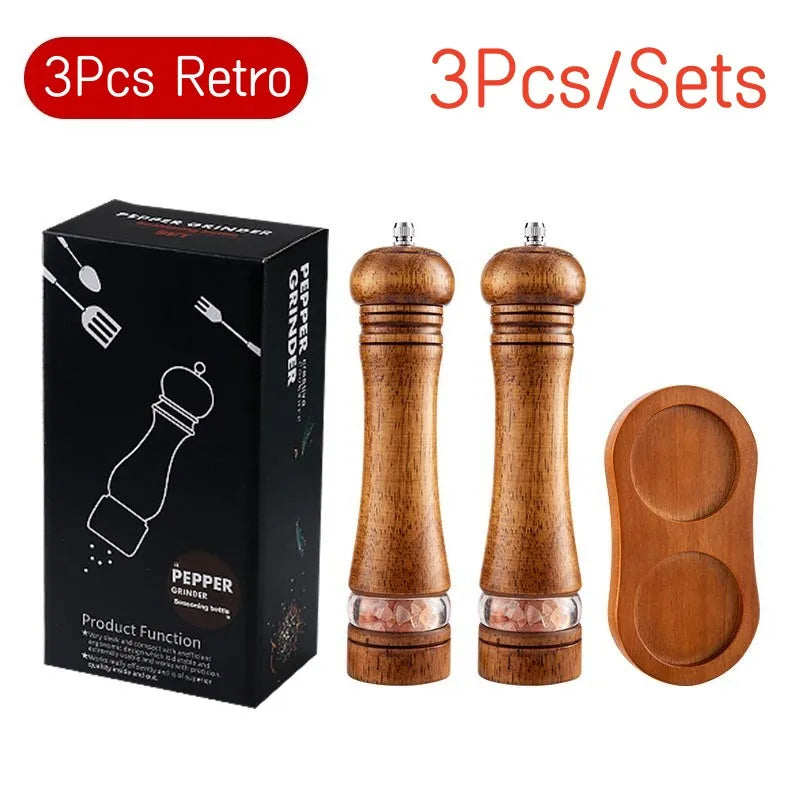 8" Wooden Pepper Grinder – Adjustable Ceramic Spice Mill