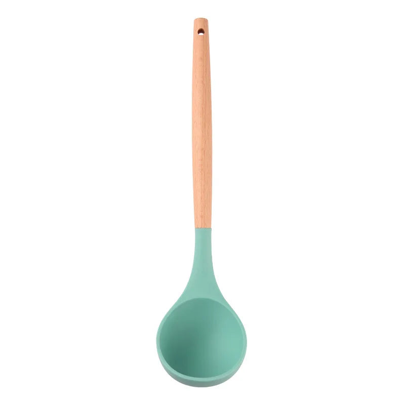 Silicone Soup Ladle – Wood Handle