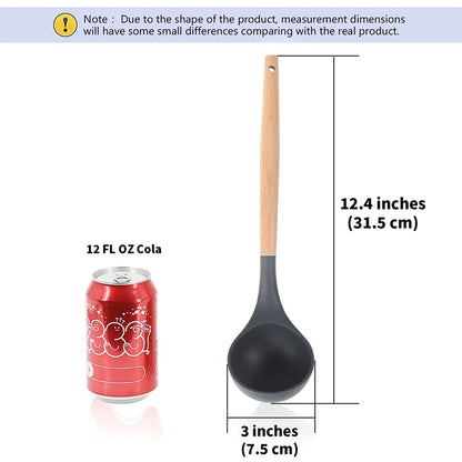 Silicone Soup Ladle – Wood Handle