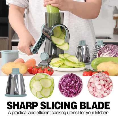 3-in-1 Rotary Cheese & Vegetable Grater – Manual Slicer