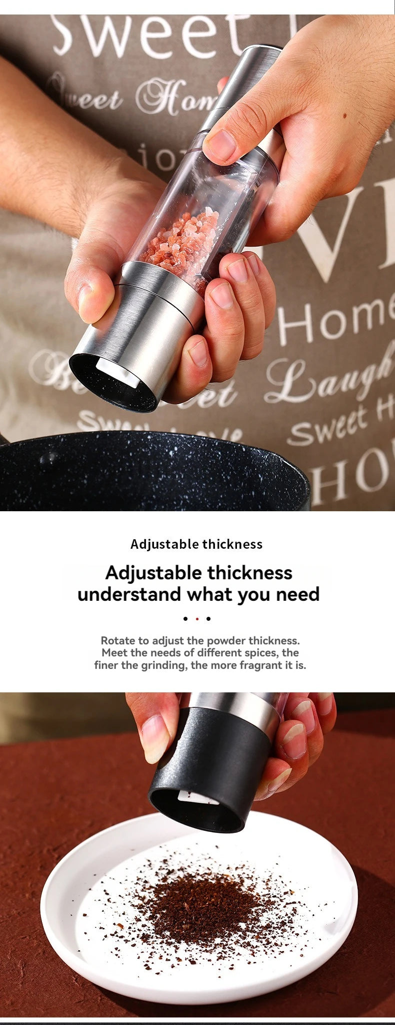 2-in-1 Salt & Pepper Grinder – Manual Stainless Steel Mill