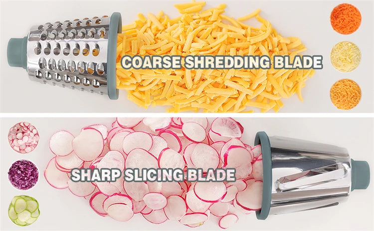 3-in-1 Rotary Cheese & Vegetable Grater – Manual Slicer