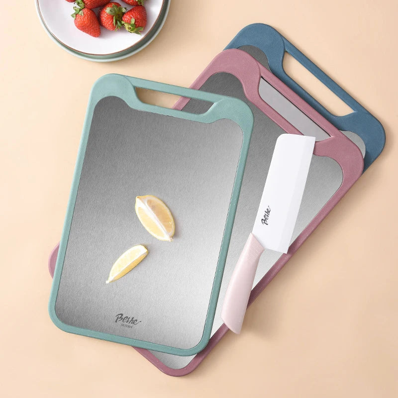 Double-Sided Cutting Board – Stainless Steel & Plastic