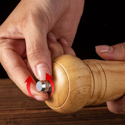 8" Wooden Pepper Grinder – Adjustable Ceramic Spice Mill