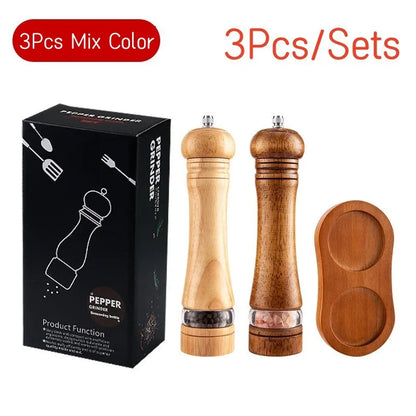 8" Wooden Pepper Grinder – Adjustable Ceramic Spice Mill