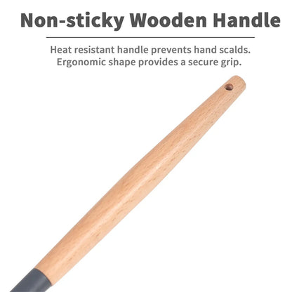 Silicone Soup Ladle – Wood Handle