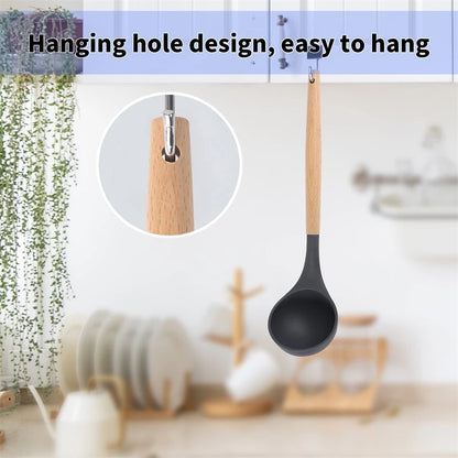 Silicone Soup Ladle – Wood Handle