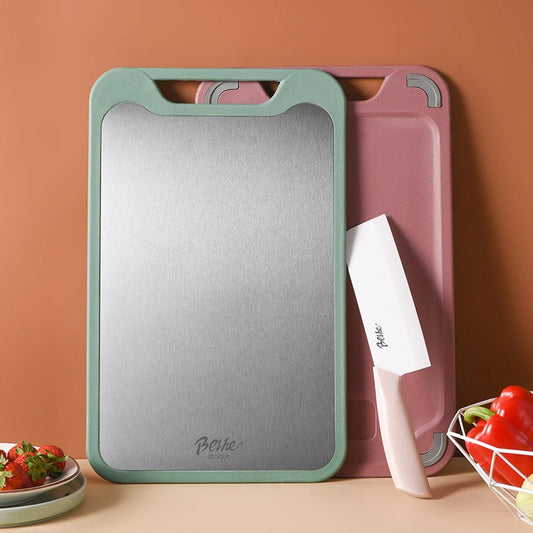 Double-Sided Cutting Board – Stainless Steel & Plastic
