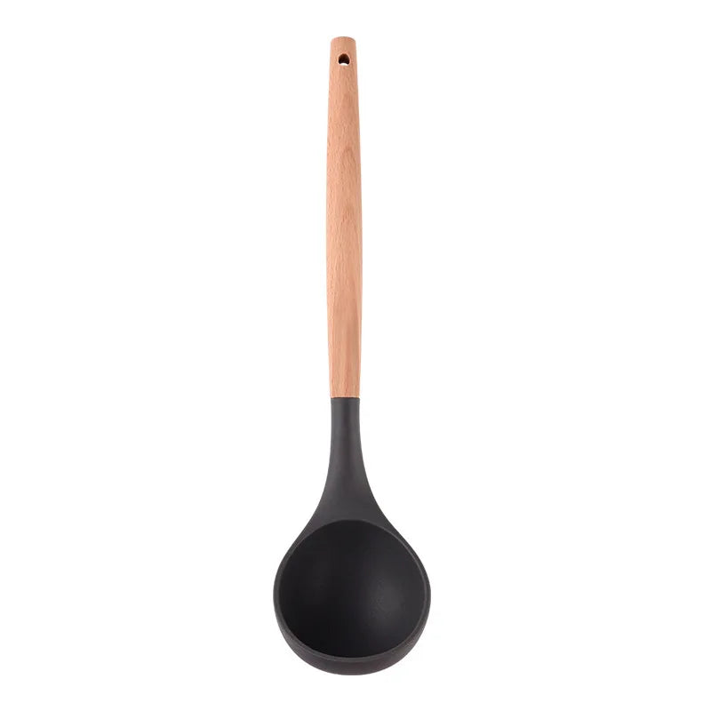 Silicone Soup Ladle – Wood Handle