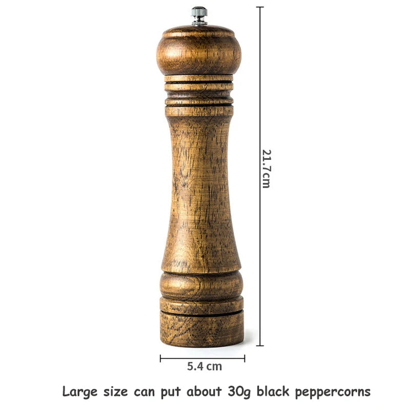 Wooden Salt & Pepper Grinder – Adjustable Ceramic Mill (5"/8"/10")