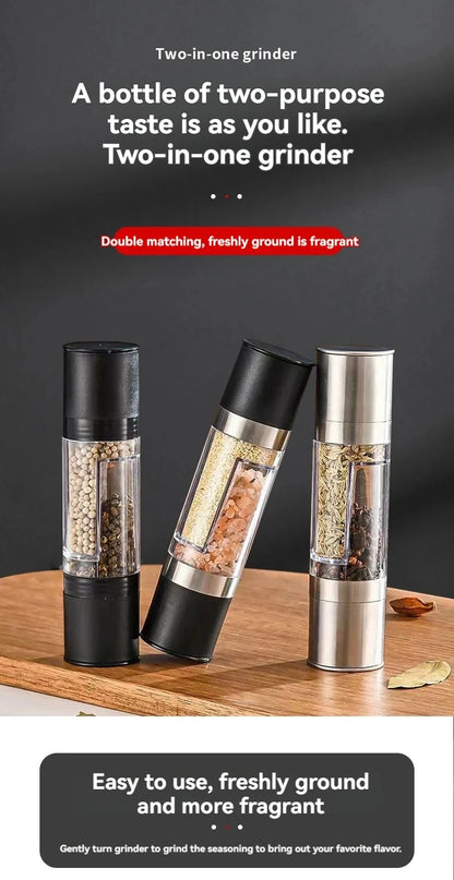 2-in-1 Salt & Pepper Grinder – Manual Stainless Steel Mill