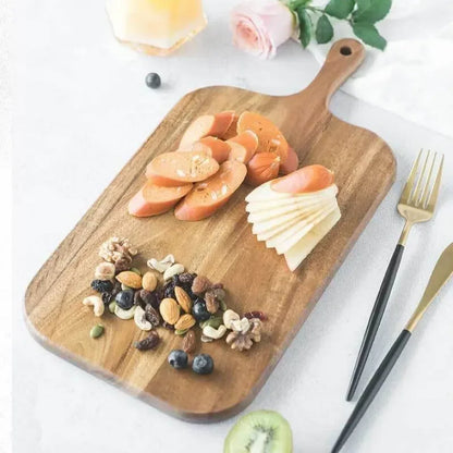 Wooden Cutting & Serving Board with Handle – Charcuterie & Cheese Platter