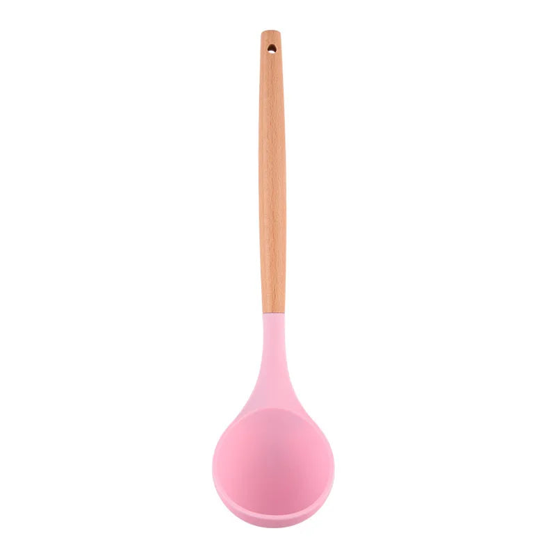 Silicone Soup Ladle – Wood Handle