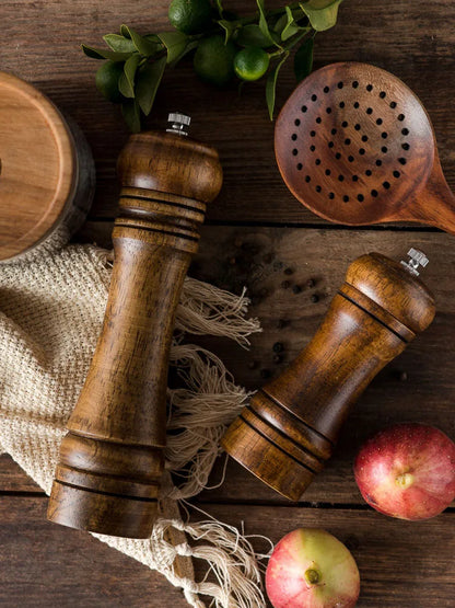 Wooden Salt & Pepper Grinder – Adjustable Ceramic Mill (5"/8"/10")