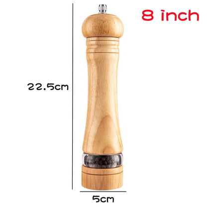 8" Wooden Pepper Grinder – Adjustable Ceramic Spice Mill