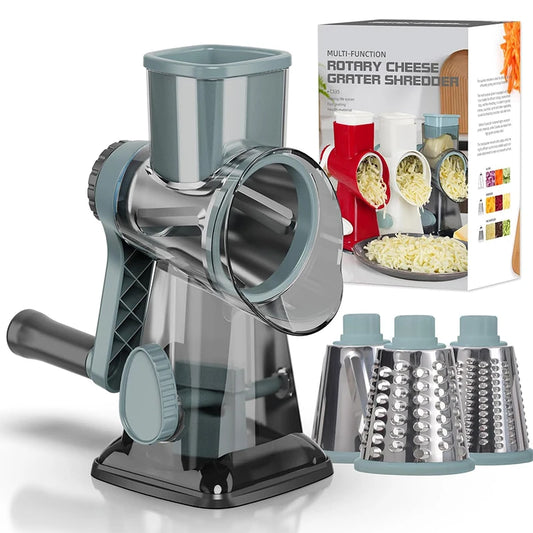 3-in-1 Rotary Cheese & Vegetable Grater – Manual Slicer