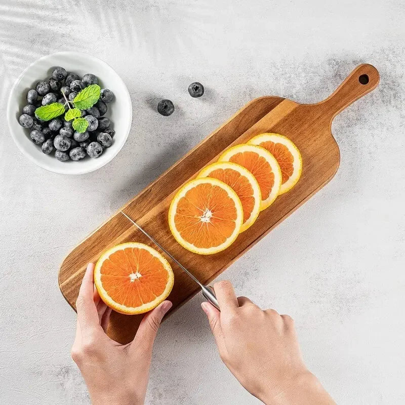 Wooden Cutting & Serving Board with Handle – Charcuterie & Cheese Platter