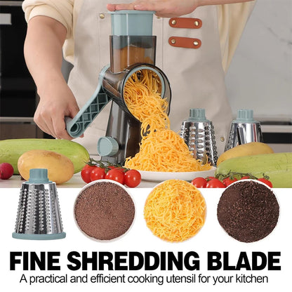 3-in-1 Rotary Cheese & Vegetable Grater – Manual Slicer