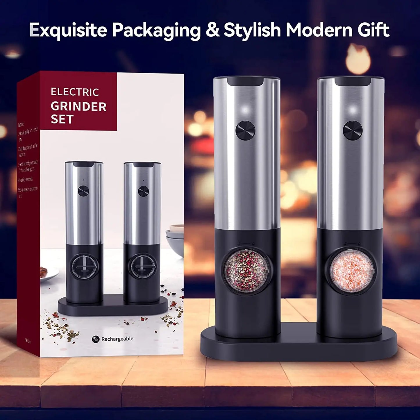 USB Electric Salt & Pepper Grinder – Adjustable Coarseness